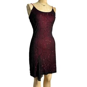 RAG Floral Rose Mesh Bodycon Dress Red Black Romantic Grunge Whimsygoth Size S